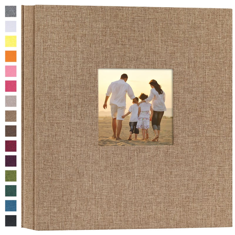 potricher Linen Hardcover Photo Album 4x6 600 Photos Large Capacity for Family Wedding Anniversary Baby Vacation (Khaki, 600 Pockets) - Image 1